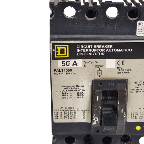 SQUARE D FAL34050 CIRCUIT BREAKER 50AMP USED UNIT. - Picture 2 of 5