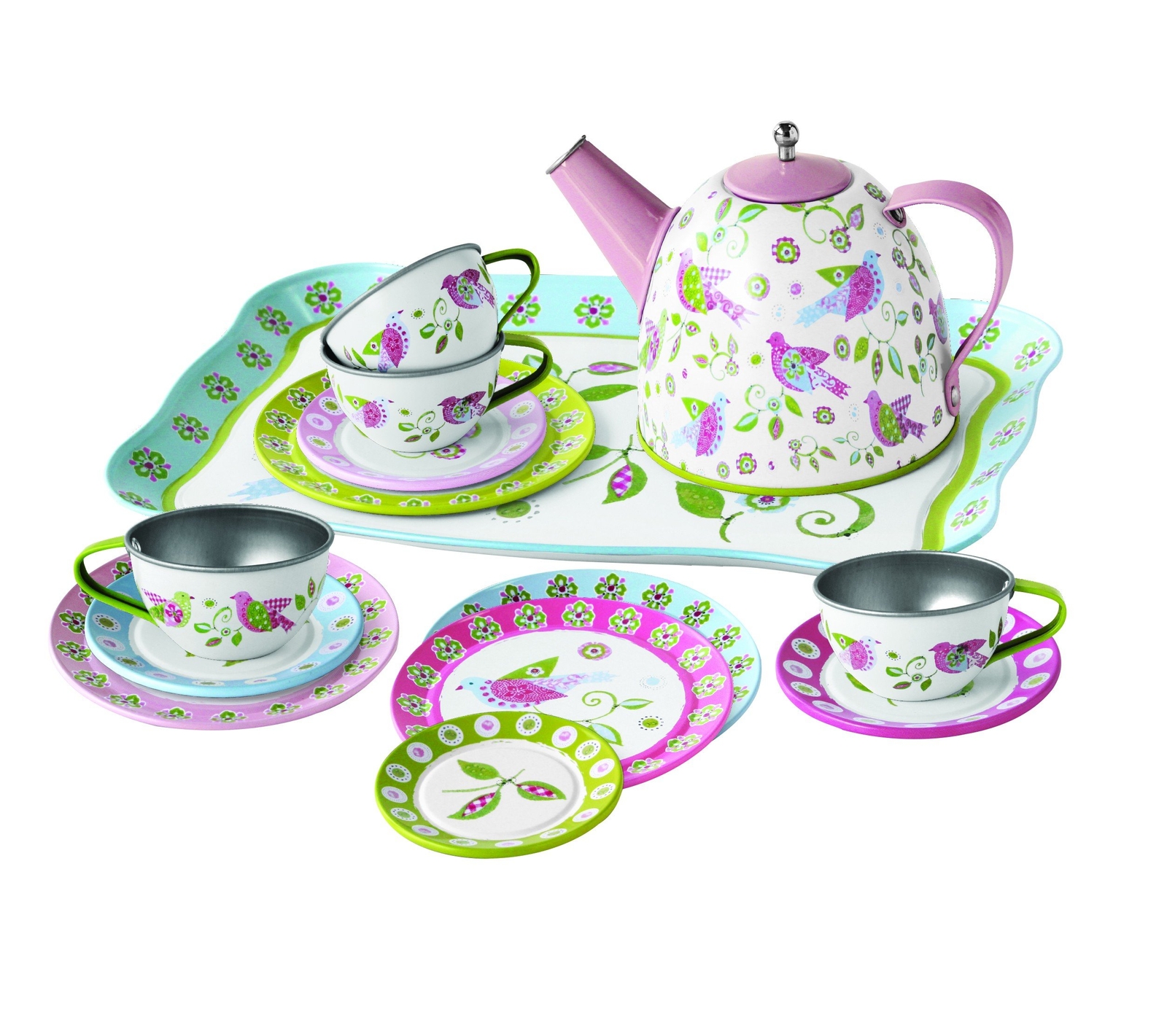 Tinnen Servies - In Koffer - Vogeltjes NUOVO