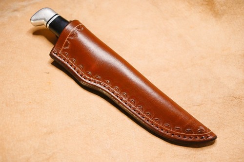 Custom Leather Sheath for Buck 105, Sog Seal Pup, Golden Spike - Afbeelding 1 van 4