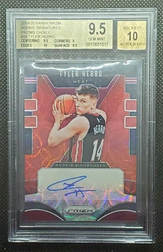 2019-20 Panini Prizm Choice Rookie Signatures Tyler Herro BGS 9.5/AUTO 10 Heat