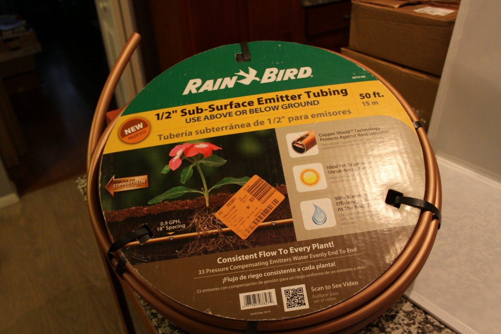 Rain Bird SubSurface Drip Emitter Tubing Coil 1/2 In. x 50 Ft. Copper