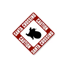 Santa Crossing Metal Sign