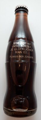 Coca-Cola Glas Vollflasche ACL Schweiz - LETZTE AUSGABE 1999. PLINIUS DER JUN
