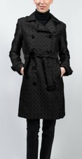 Linda Richards Luxury Black Jacquard 3/4 Raincoat
