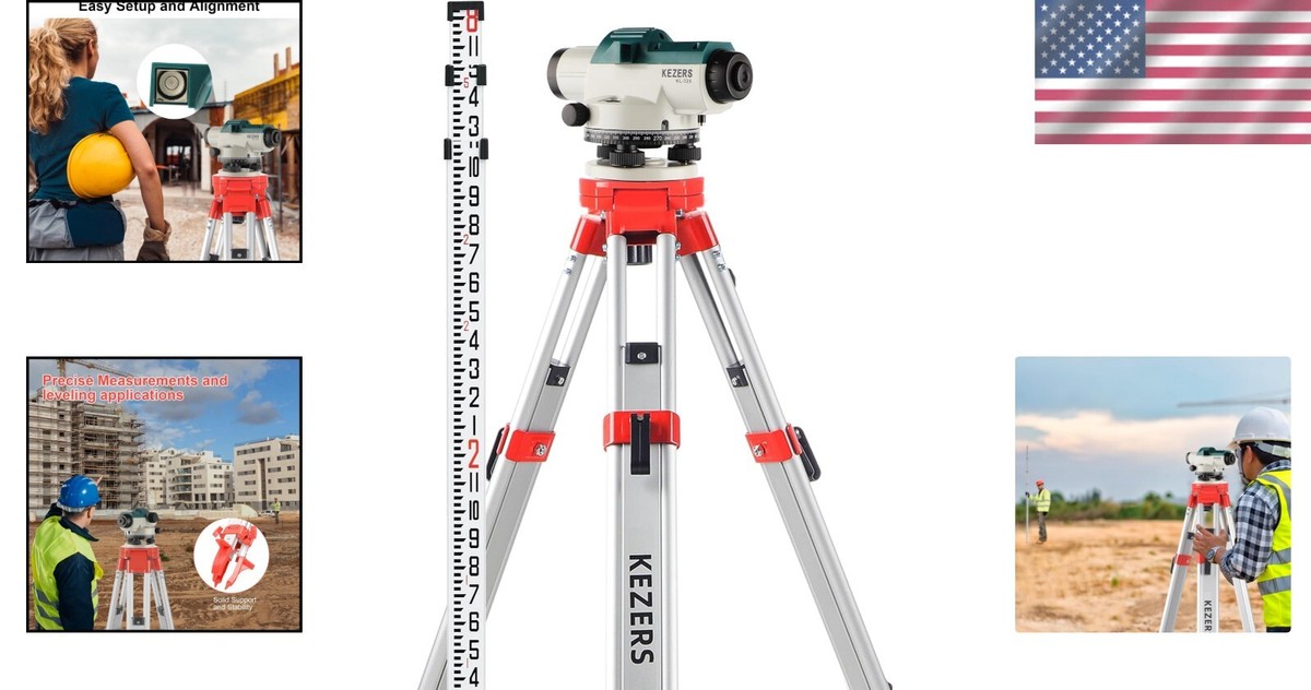 Professional KEZERS 32X Auto Level with Weather-Resistant Tripod