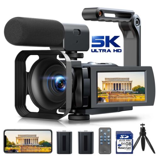 5K & 56MP Video Camera 16x Digital Zoom Camcorder IR Night Vision & WiFi 64GB