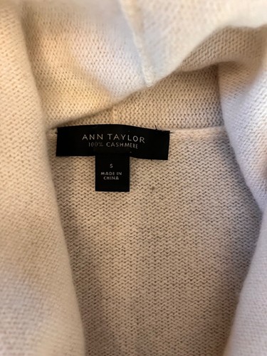 Ann Taylor 100% Kaschmir Off-White Pullover mit Schalkragen Größe S - Bild 4 von 4