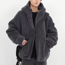Plush jacket for men, plush and thick winter casual hooded jacket, cotton jacket