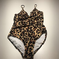 NWOT Animal Print Ruched Tummy Control Spaghetti Strap Swimsuit Womens Large