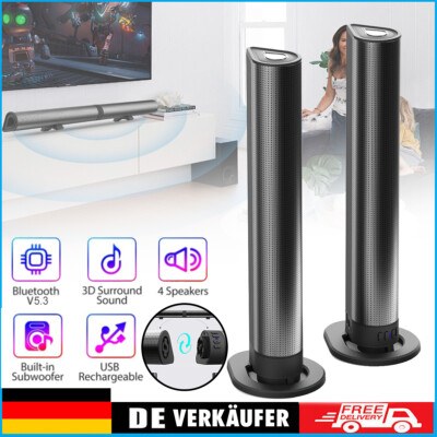 Wireless Surround Soundbar 4 Lautsprechersystem Bluetooth Subwoofer TV Heimkino