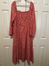 SheIn Curve Midi Dress 4XL Daisy Print Spring Boho Slit