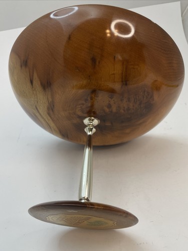 Oregon Myrtle Wood Pedestal Wood Plate Fruit Bowl Cake Stand Vintage - Picture 3 of 9