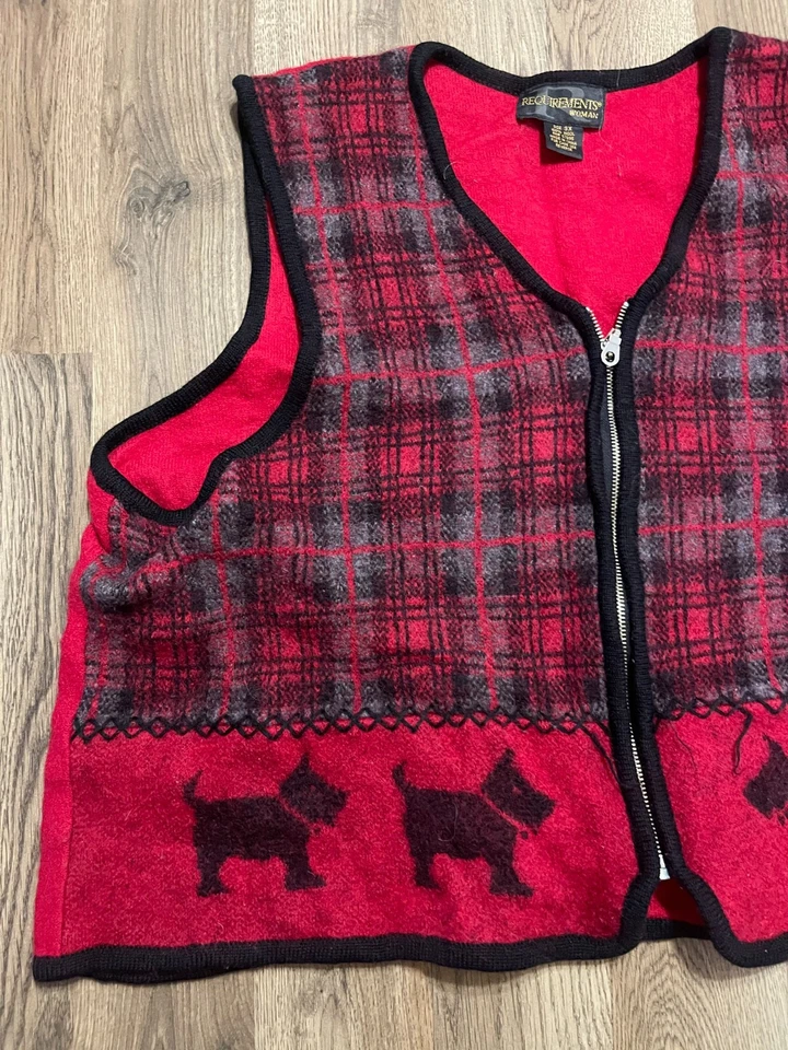 Suéter Requisitos, Mujer Plus 3X, Rojo Gris, Perros, Cremallera Completa, Chaleco 100% Lana Foto 4 de 4