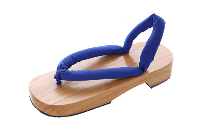 Geta Claquette En Bois Homme Tong Japonaise Bois G-60-1 Bleu Bois