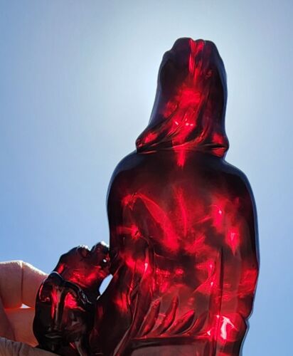 Figurine femme sculptée Faturan bakélite ambre cerise foncée chinoise 269G lion - Photo 8 sur 22