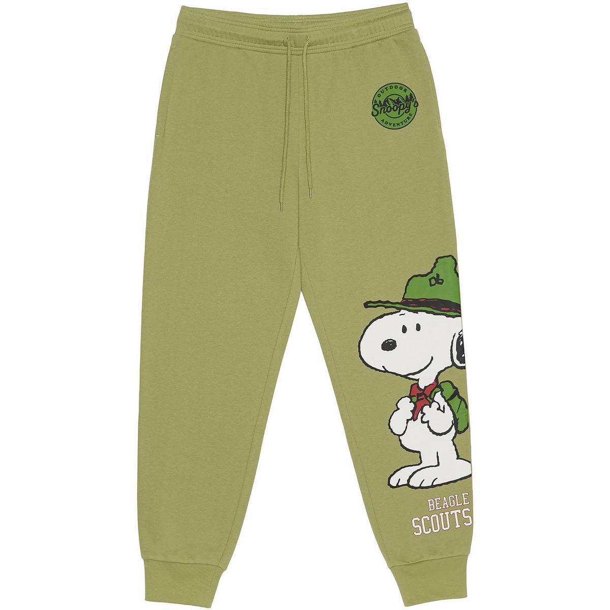 Гибридная одежда Мужские брюки для бега трусцой Peanuts Beagle Scout из зеленого флиса M BHFO 2828