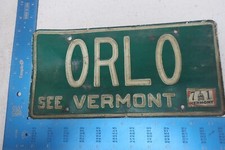 Vermont VT License Plate Tag Vanity 1971 71 Last Name Surname ORLO