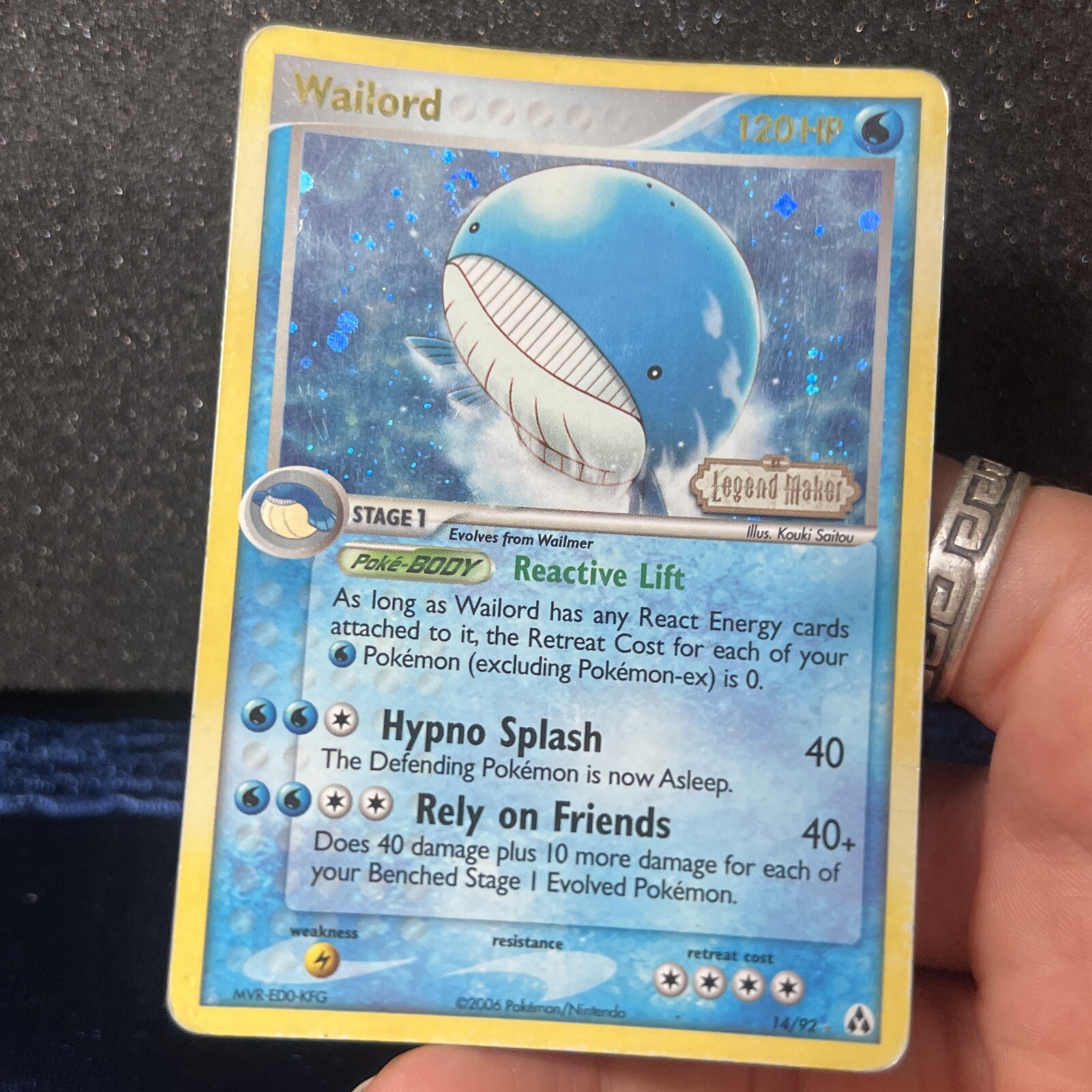 Wailord 14/92 EX Legend Maker Reverse Holo Rare Stamped Pokemon Card HP