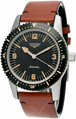 Longines Heritage Skin Diver 42mm Black Dial Leather Men's Watch L2.822.4.56.2