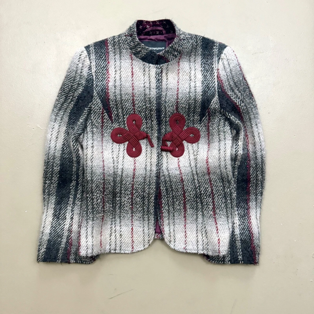 VTG Emporio Armani Women's Mohair Button Mandarin Jacket Blazer