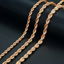5/6/7mm 585 Rose Gold Twisted Rope Link Chain Necklace for Women Men Unisex
