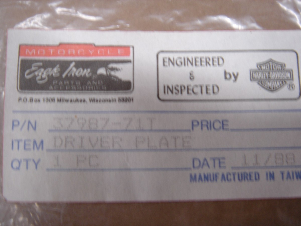 Harley Davidson Eagle Iron XL Outer Drive Plate 37987-71T OEM NOS