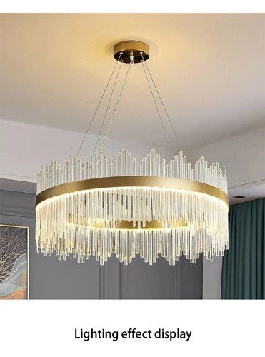 Modern Led Crystal Chandeliers Round Luxury Gold Crystal Hanging Lights - Picture 14 of 26