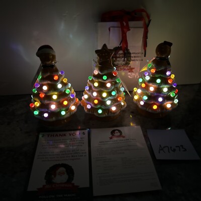3 MR. CHRISTMAS Lighted Ceramic TREES Classic  GINGERBREAD 6-1/4  New