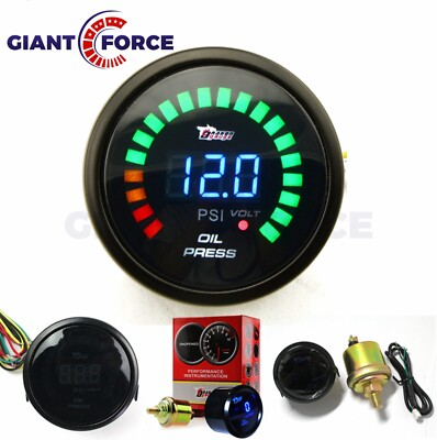 #ad #ad 2quot; 52mm Colorful LED Digital Voltmeter Voltage Oil Press Pressure PSI Gauge $18.99