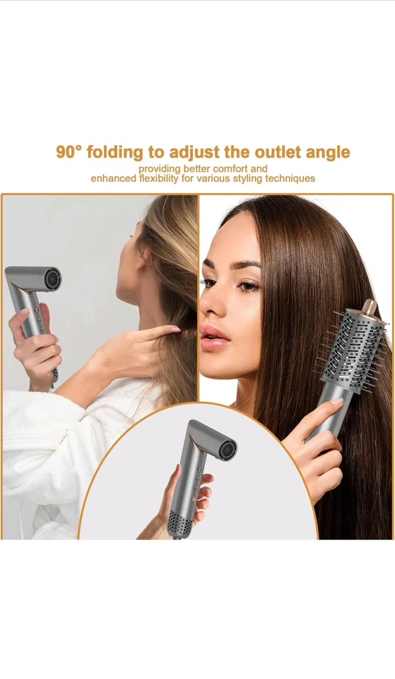 8 in 1 Hair Dryer Brush Set Air Hair Styler Curling Negative Ionic Foldable Hot - Image 3 of 4