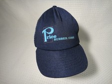 Vintage Price Rubber Corp Snapback Cap Mesh Trucker Hat Blue Soft Fleece USA