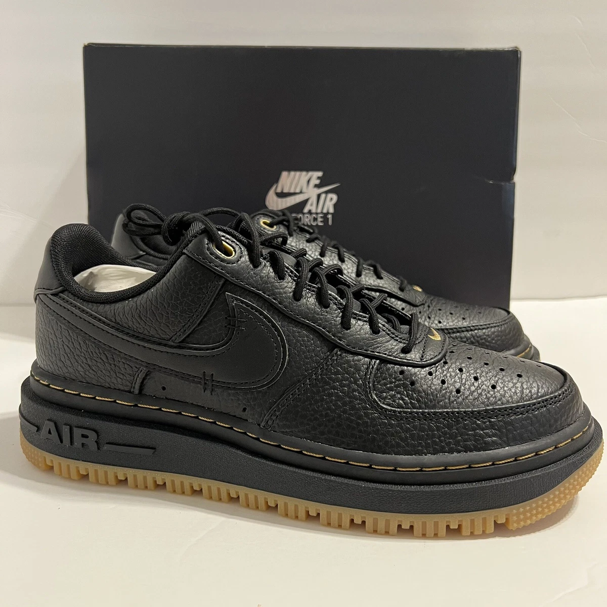 Nike Air Force 1 Luxe Black Gum Brown Retro OG DB4109-001 Mens Size