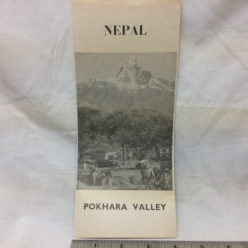 Vintage Nepal Pokhara Tal Reiseprospekt Einheimische mit Bergszene - Bild 9 von 10