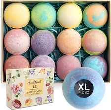 Luxury Flower Bath Bombs Gift Set 12 Large Natural Bathbombs Women with Scented