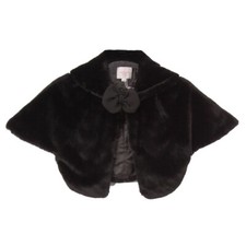 BLACK Size S Girls Poncho Fur Coat Sweater Bolero Jacket
