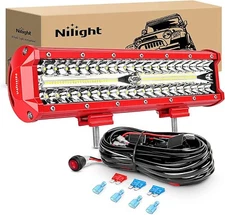 Nilight LED Light Bar 12Inch Triple Row Spot Flood Combo Lights Wiring Harness