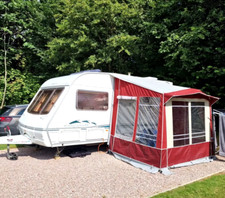 Ventura/isabella Cadet Burgandy/red Porch Awning Fibre Frame &amp; Curtains Vgc