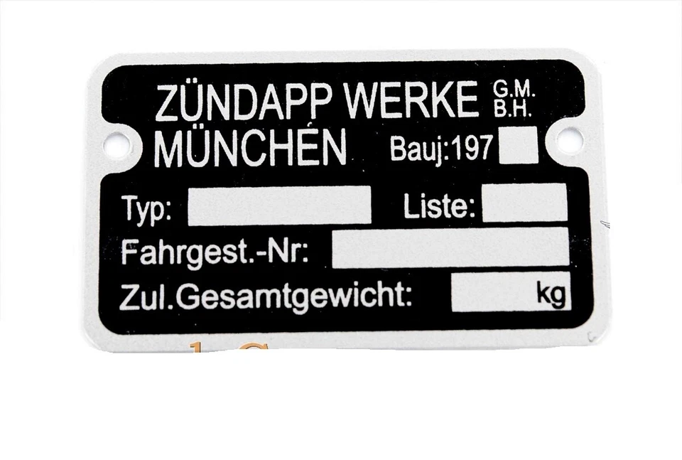 Zündapp CS GTS KS R Combinette ZD C Bergsteiger Rahmen Typenschild 197..