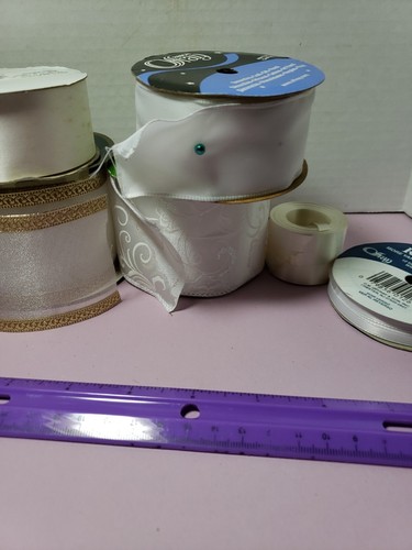 Lot Of 6 Spools Vintage Ribbon Some Have Been Used Christmas Crafting Wreaths - Picture 5 of 11