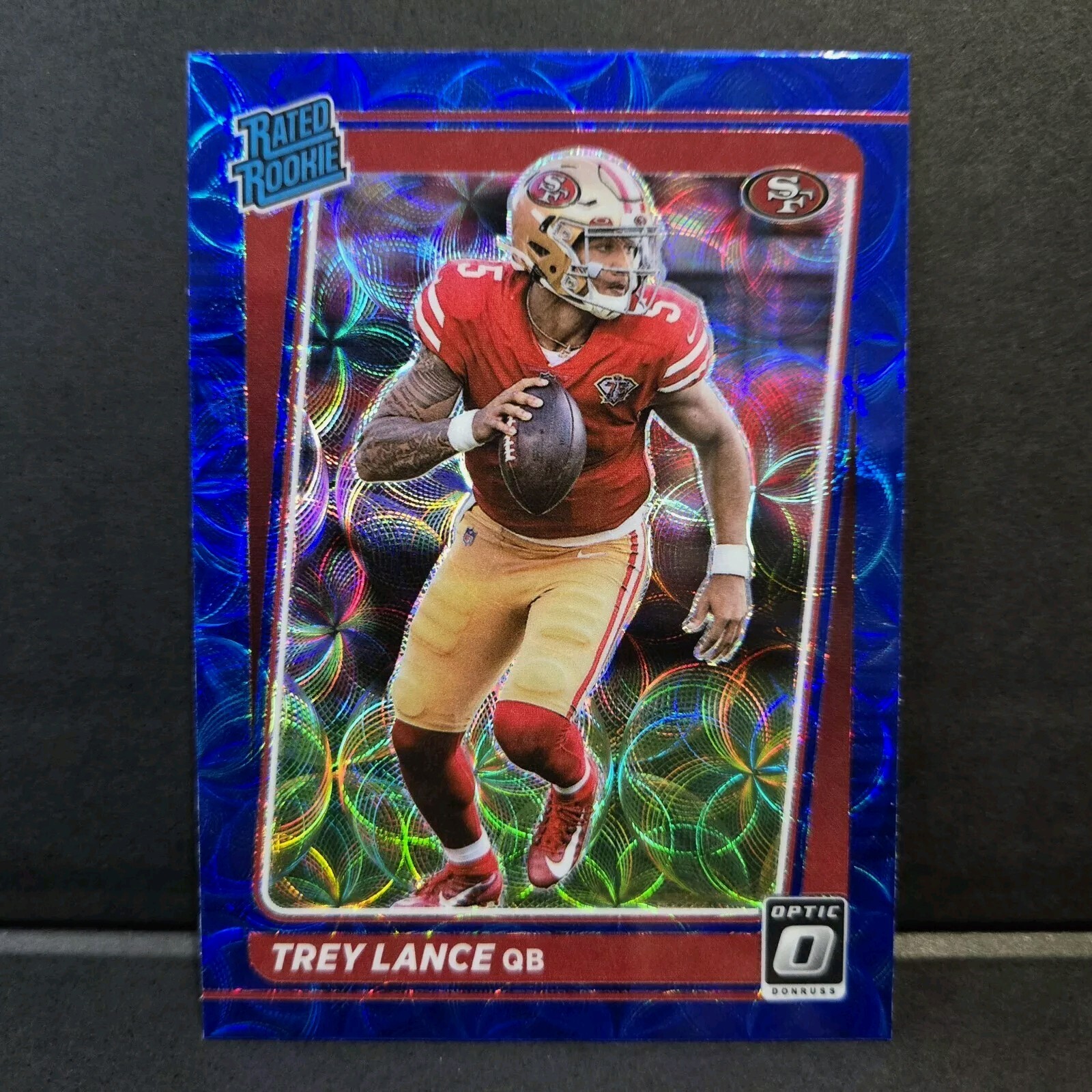Trey Lance Rated Rookie Blue Scope Prizm 2021 Optic Football #203 SF 49ers RC