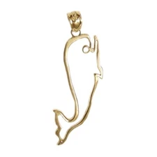 New 14k Yellow Gold Whale Pendant