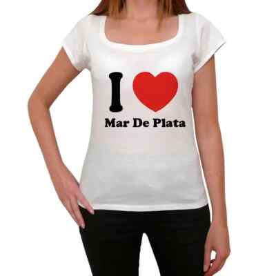 ULTRABASIC Femme Tee-Shirt J'Aime Le Mar De Plata I Love Mar De Silver T-Shirt