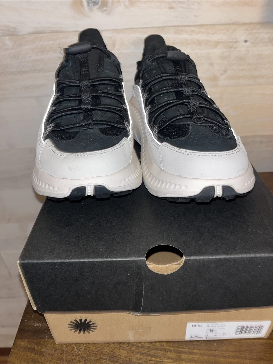 UGG BLACK / WHITE CA805 V2 REMIX LEATHER SNEAKERS FOR MEN - US