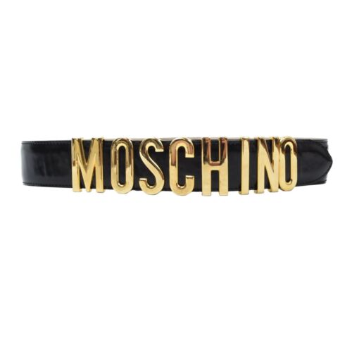 MOSCHINO Gürtel Belt Gr IT40 REDWALL Vintage Spellout Made in Italy 401020 Gold  - Photo 1/9