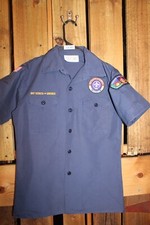 Boy Scouts of America BSA Youth Shirt Large Blue Cub Sewn on patches