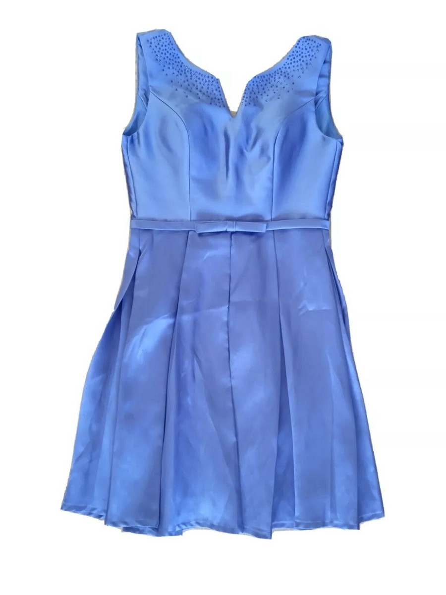 Robe Patineuse Bleue satinée plissée JUJU ET CHRISTINE Taille 40