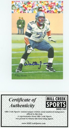 WALTER JONES AUTOGRAPHED SIGNED GOAL LINE ART POSTCARD CARD SEAHAWKS MCS - Picture 3 of 3