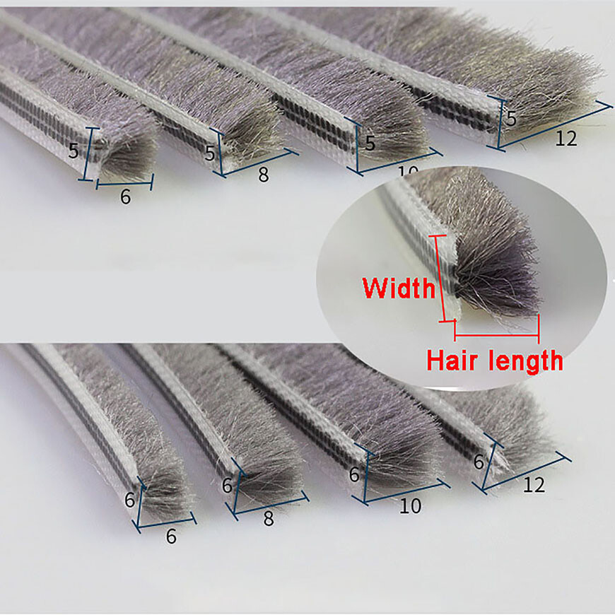 Draught Excluder Brush Pile Seal Film Window Door Sealing Strip fit 6-12mm Gap
