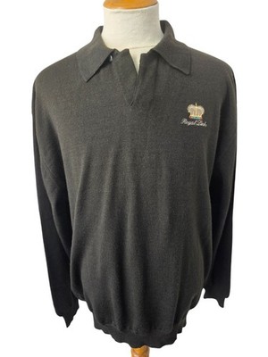 Tricots St Raphael Royal Links Y2K Sweater Men Sz L Brown Wool Golf Pullover