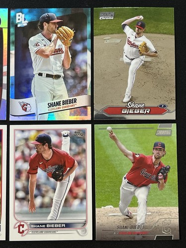 Lotto 6 carte baseball Shane Bieber Cleveland Guardians foil, stadio cromato e altro - Foto 3 di 6